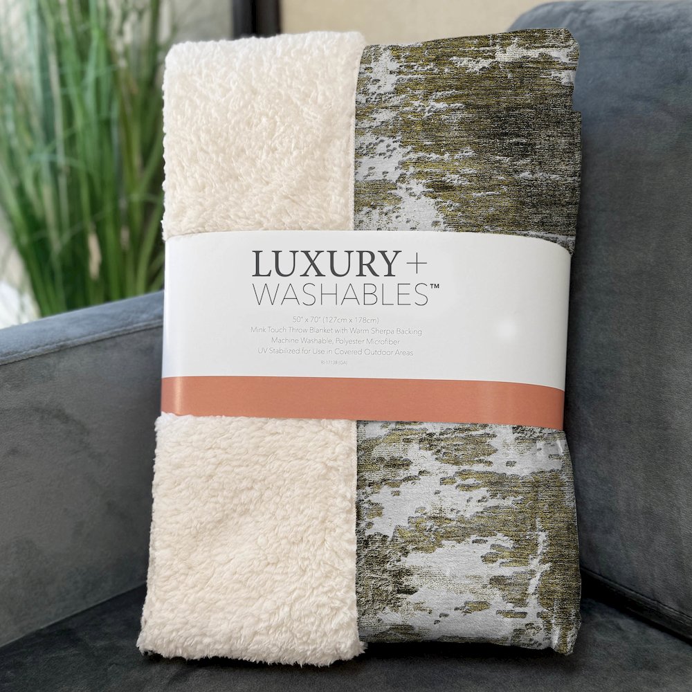 Premium Machine Washable ASB718 Taupe 50" x 70" Sherpa Throw Blanket. Picture 3