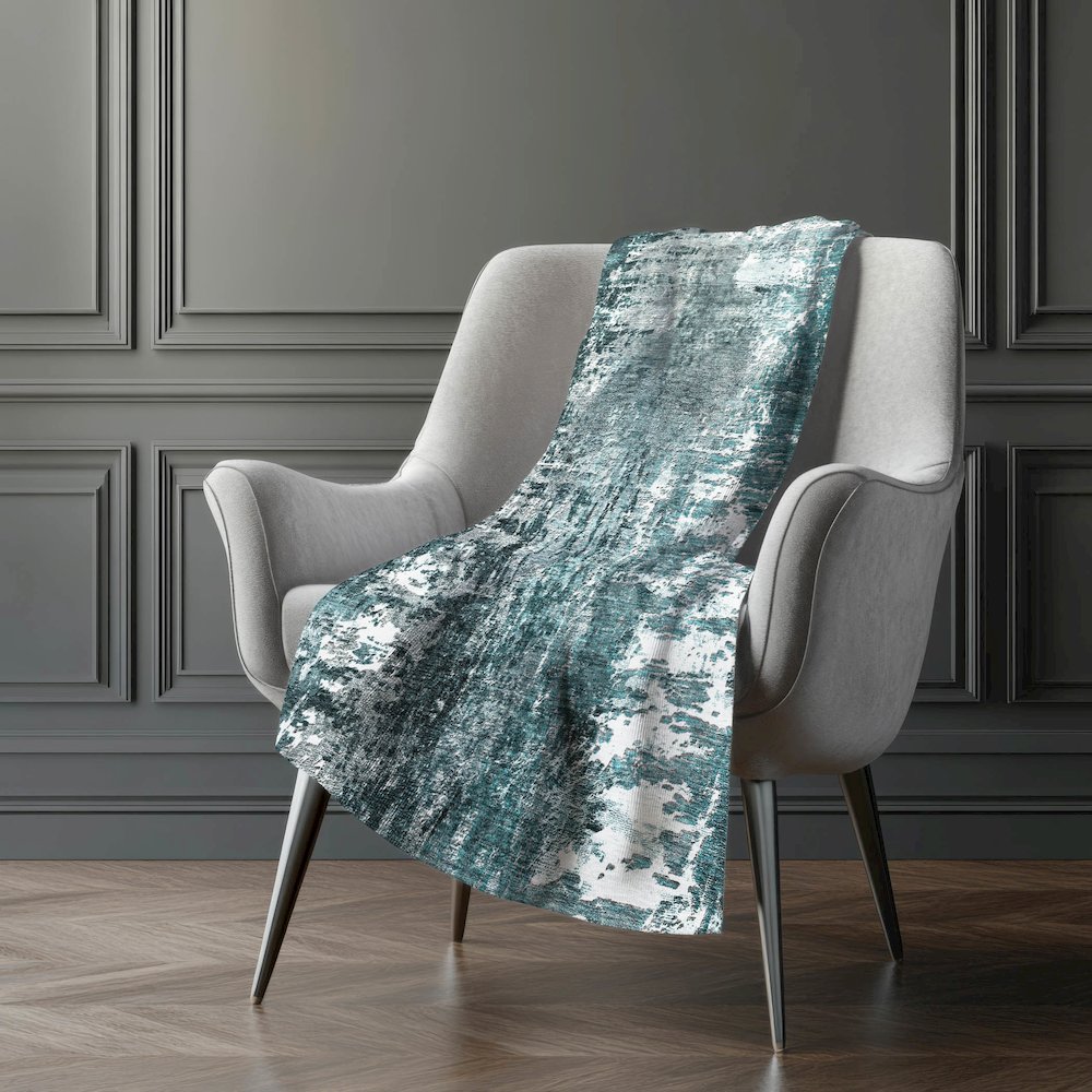 Premium Machine Washable ASB718 Teal 50" x 70" Sherpa Throw Blanket. Picture 5