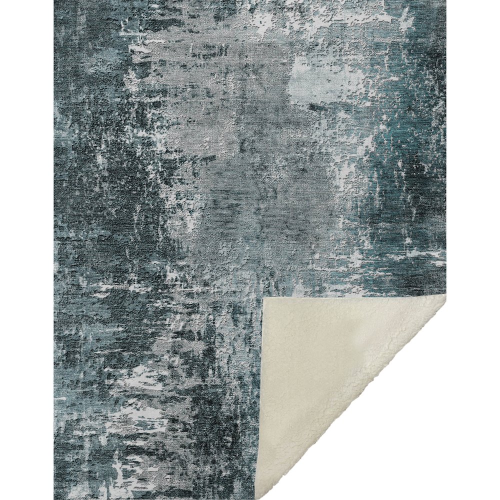 Premium Machine Washable ASB718 Teal 50" x 70" Sherpa Throw Blanket. Picture 1
