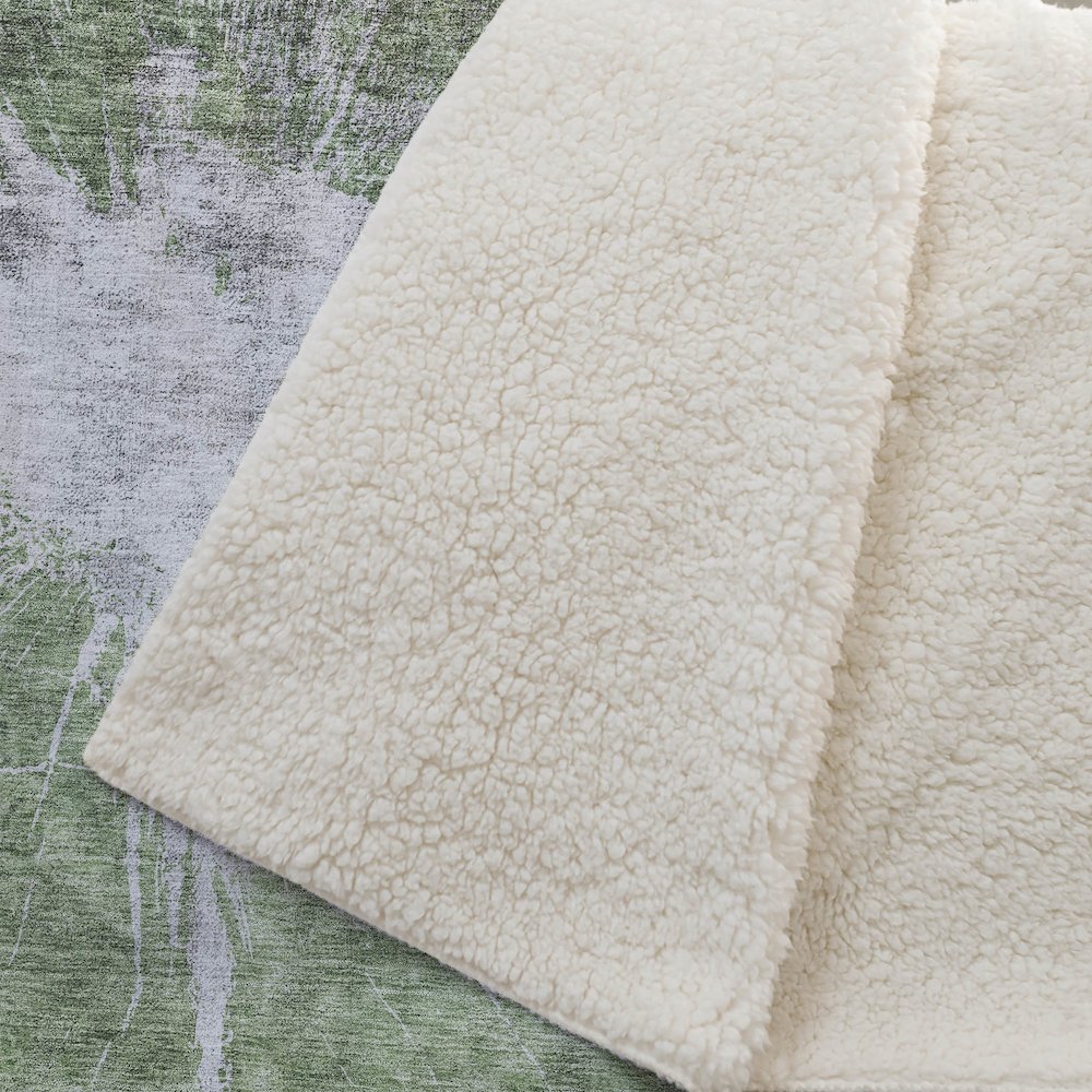 Premium Machine Washable ASB719 Aloe 50" x 70" Sherpa Throw Blanket. Picture 2