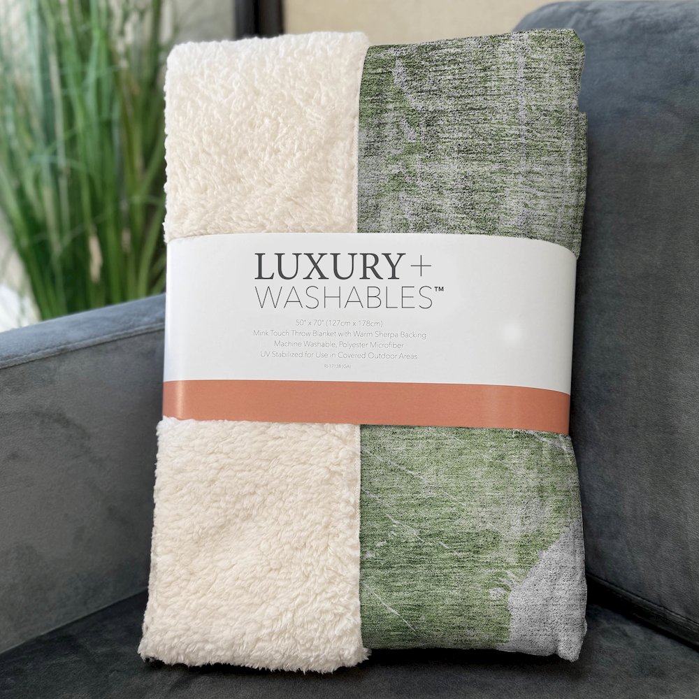 Premium Machine Washable ASB719 Aloe 50" x 70" Sherpa Throw Blanket. Picture 3