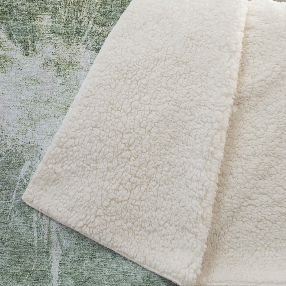 Premium Machine Washable ASB719 Fern 50" x 70" Sherpa Throw Blanket. Picture 2