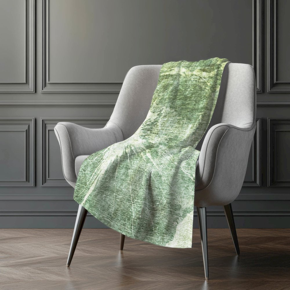 Premium Machine Washable ASB719 Fern 50" x 70" Sherpa Throw Blanket. Picture 5