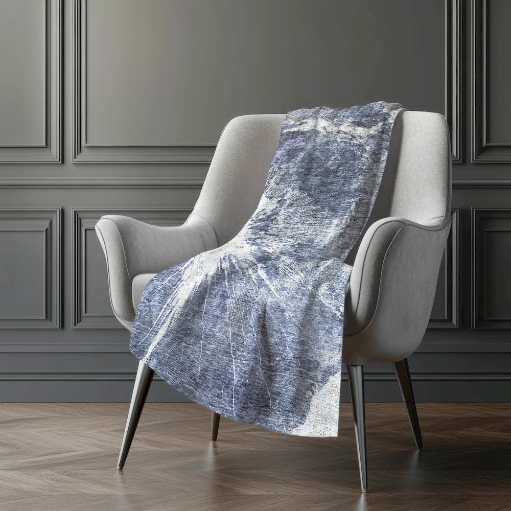 Premium Machine Washable ASB719 Navy 50" x 70" Sherpa Throw Blanket. Picture 5
