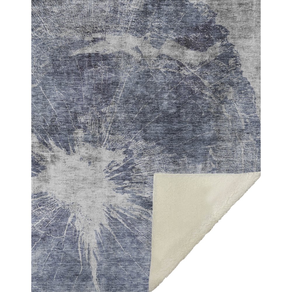 Premium Machine Washable ASB719 Navy 50" x 70" Sherpa Throw Blanket. Picture 1