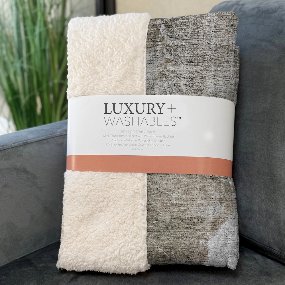Premium Machine Washable ASB719 Taupe 50" x 70" Sherpa Throw Blanket. Picture 3