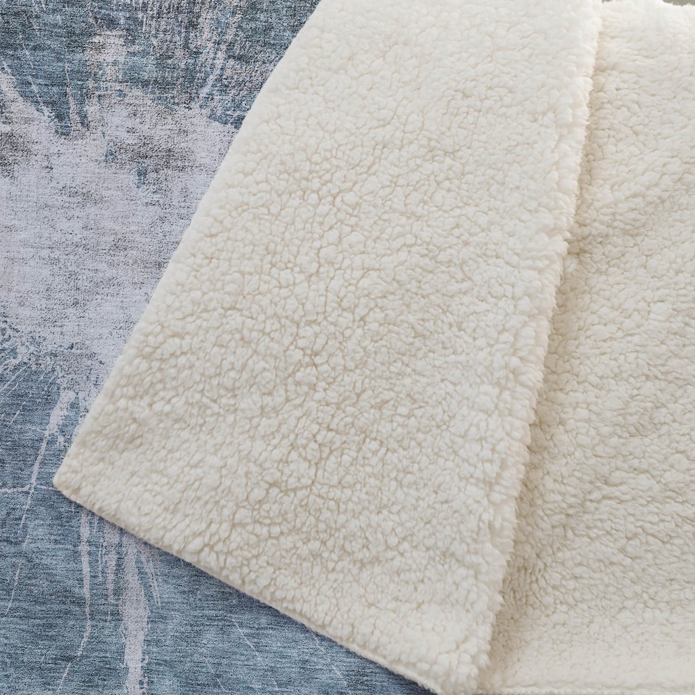 Premium Machine Washable ASB719 Teal 50" x 70" Sherpa Throw Blanket. Picture 2