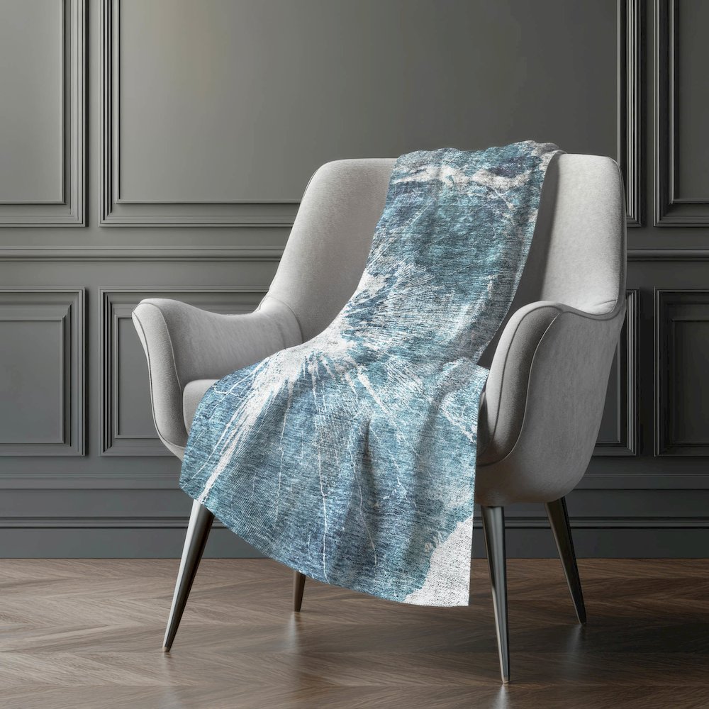 Premium Machine Washable ASB719 Teal 50" x 70" Sherpa Throw Blanket. Picture 5