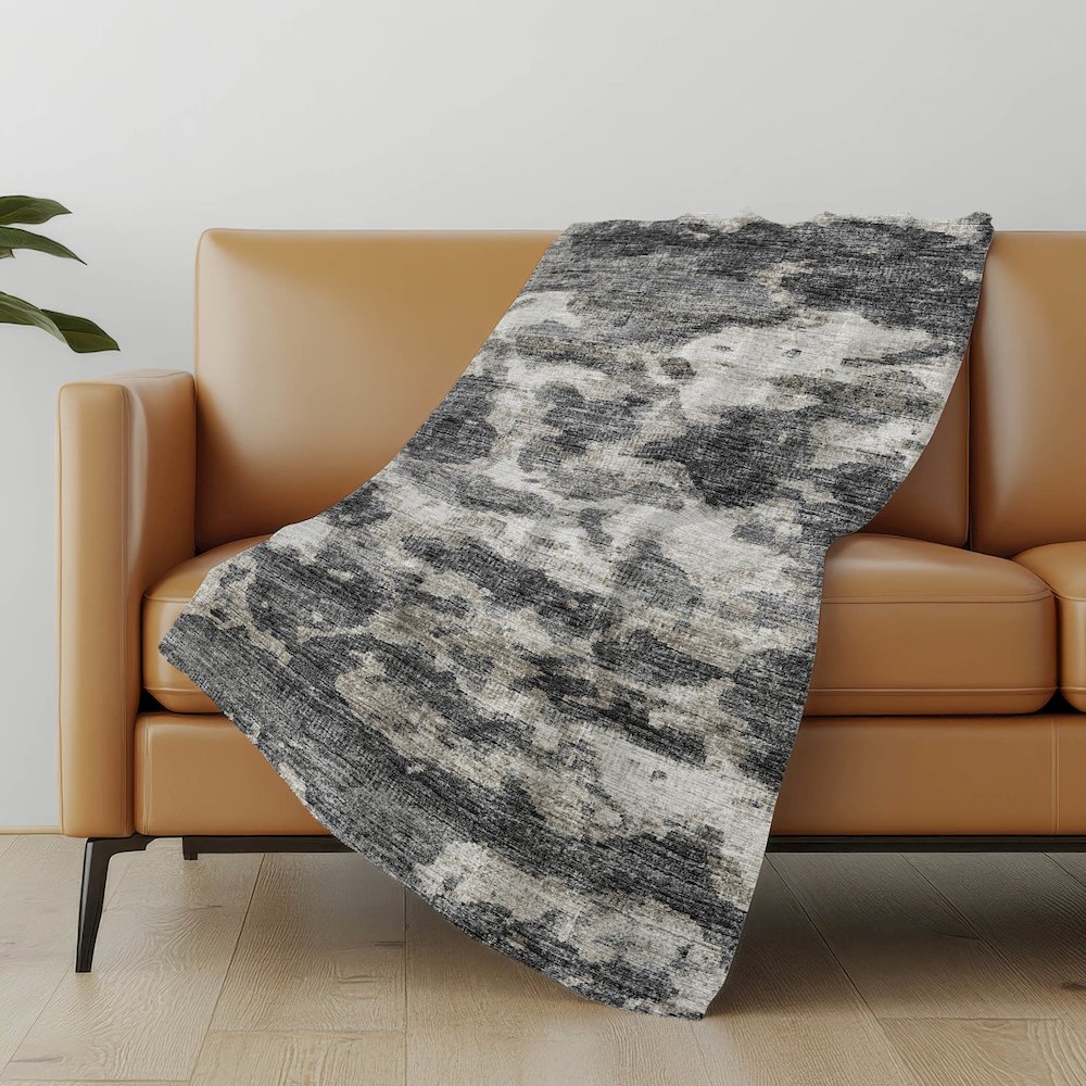 Premium Machine Washable ASB71 Black 50" x 70" Sherpa Throw Blanket. Picture 4