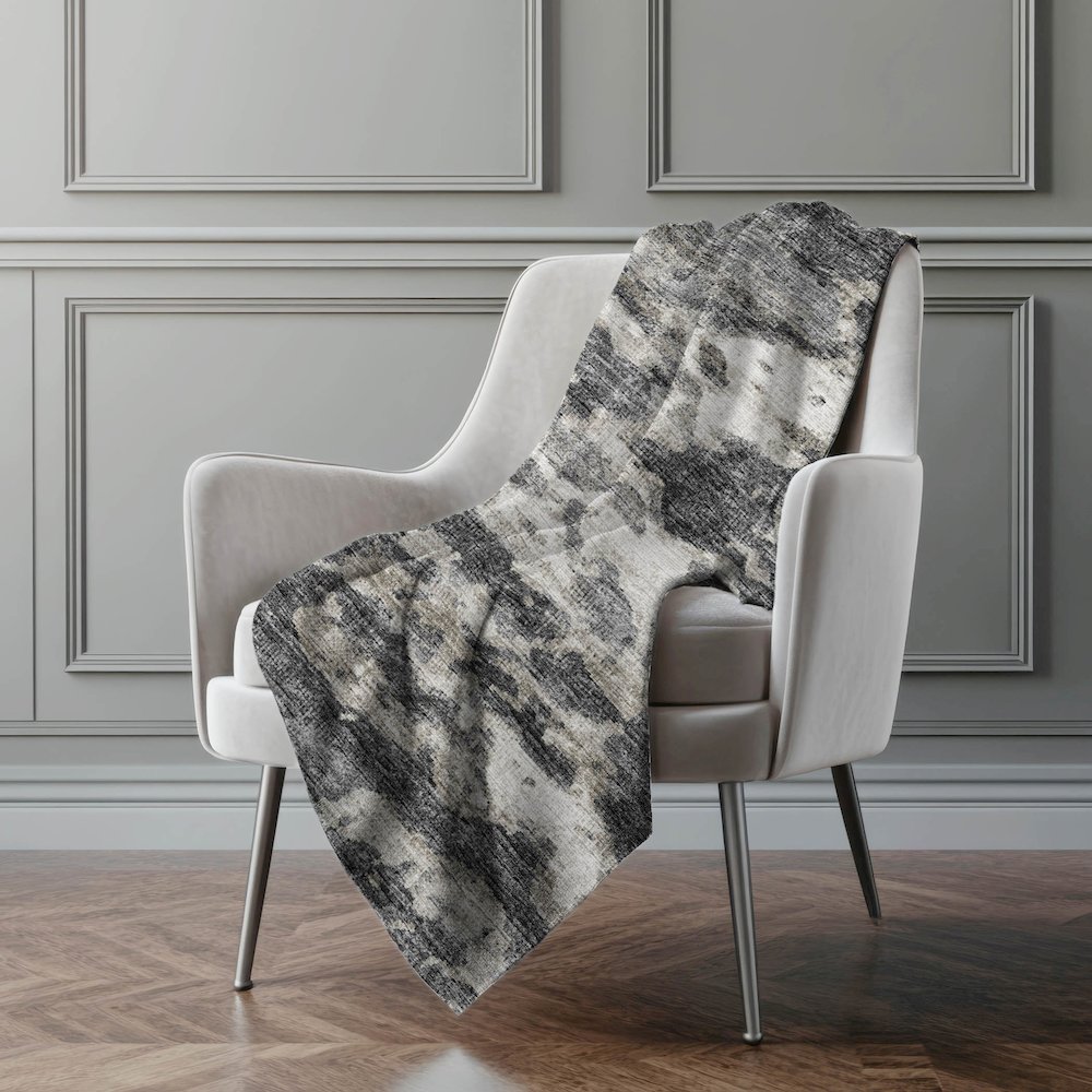 Premium Machine Washable ASB71 Black 50" x 70" Sherpa Throw Blanket. Picture 5