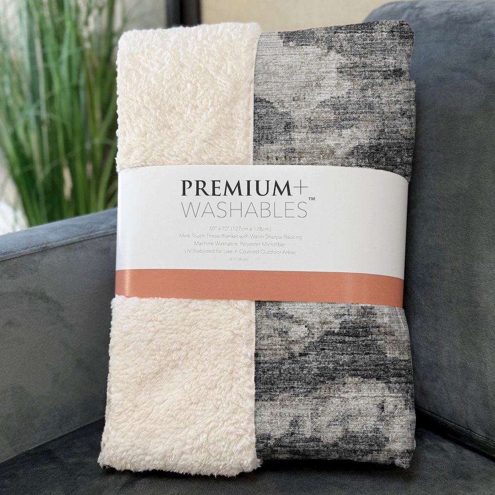 Premium Machine Washable ASB71 Black 50" x 70" Sherpa Throw Blanket. Picture 3
