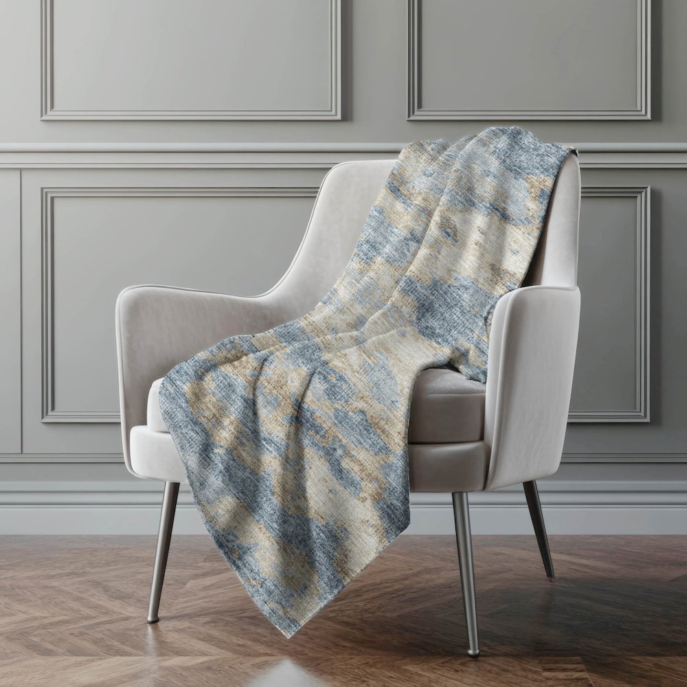 Premium Machine Washable ASB71 Blue 50" x 70" Sherpa Throw Blanket. Picture 5