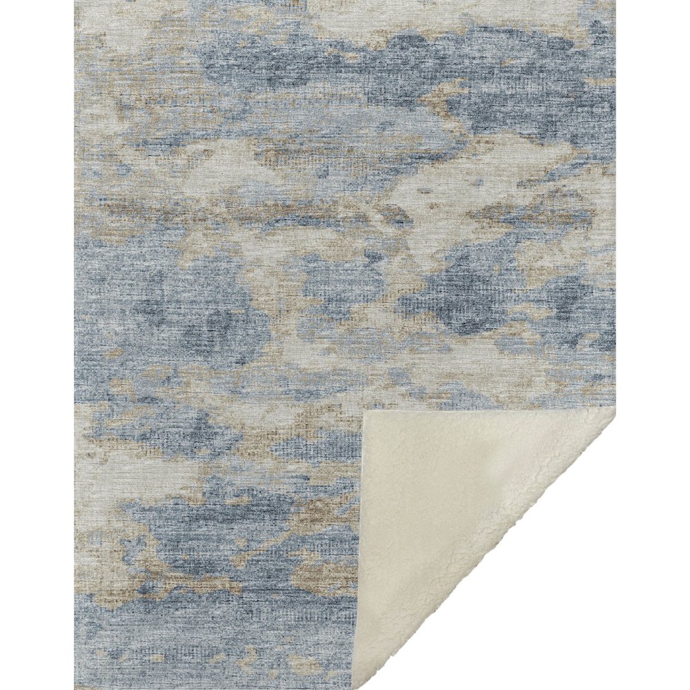 Premium Machine Washable ASB71 Blue 50" x 70" Sherpa Throw Blanket. Picture 1
