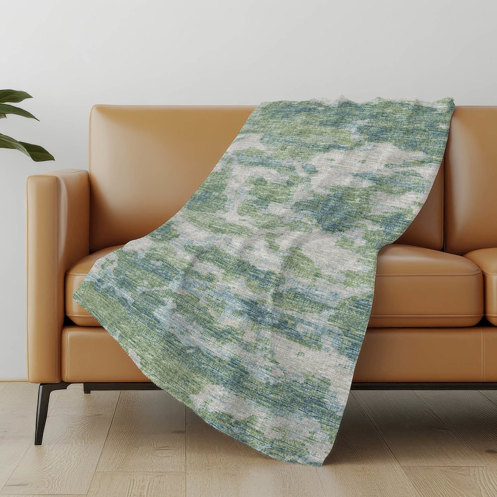 Premium Machine Washable ASB71 Green 50" x 70" Sherpa Throw Blanket. Picture 4