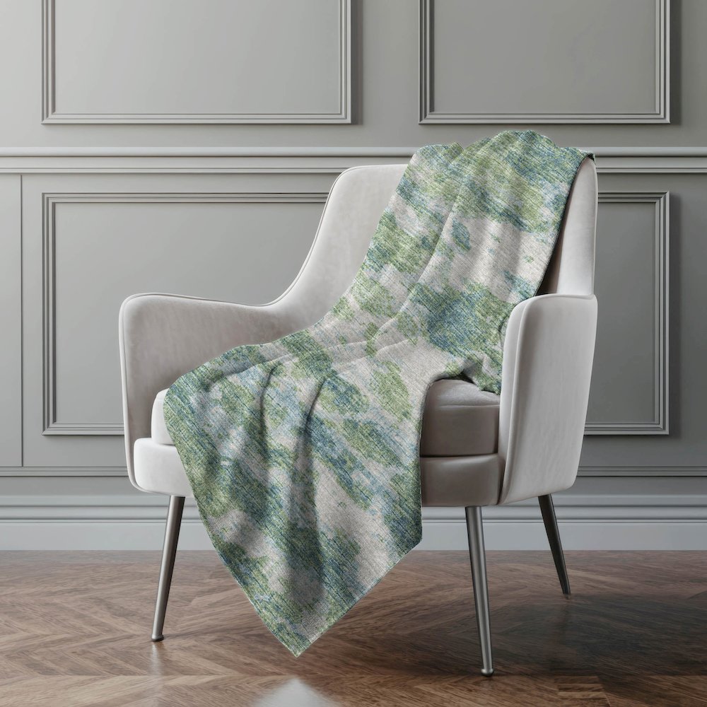 Premium Machine Washable ASB71 Green 50" x 70" Sherpa Throw Blanket. Picture 5