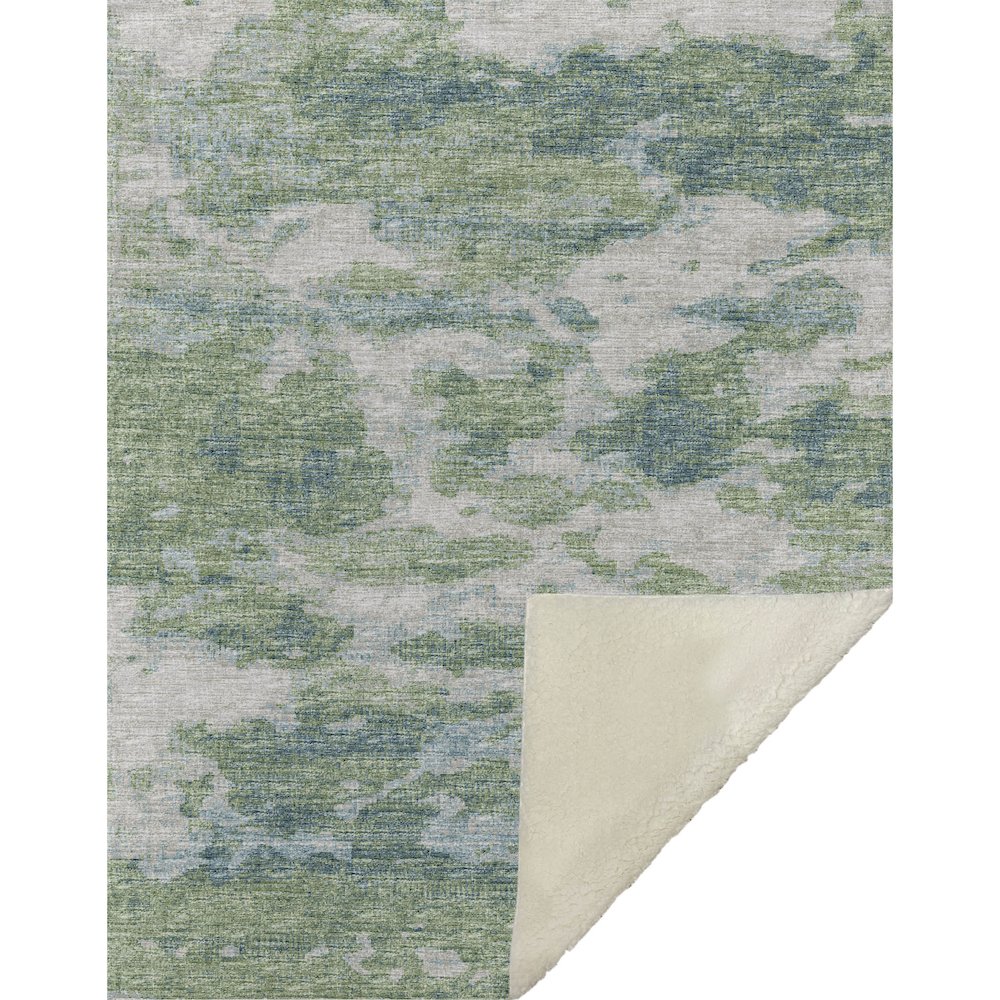 Premium Machine Washable ASB71 Green 50" x 70" Sherpa Throw Blanket. Picture 1
