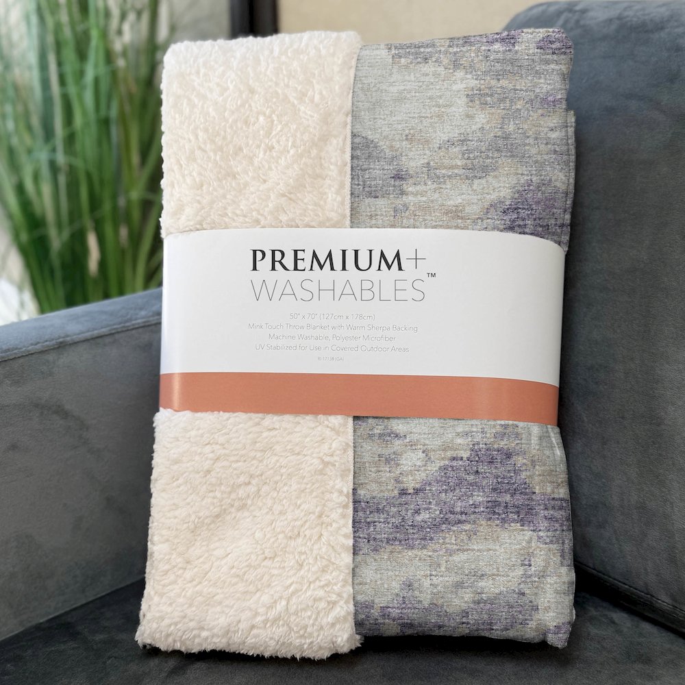 Premium Machine Washable ASB71 Purple 50" x 70" Sherpa Throw Blanket. Picture 3
