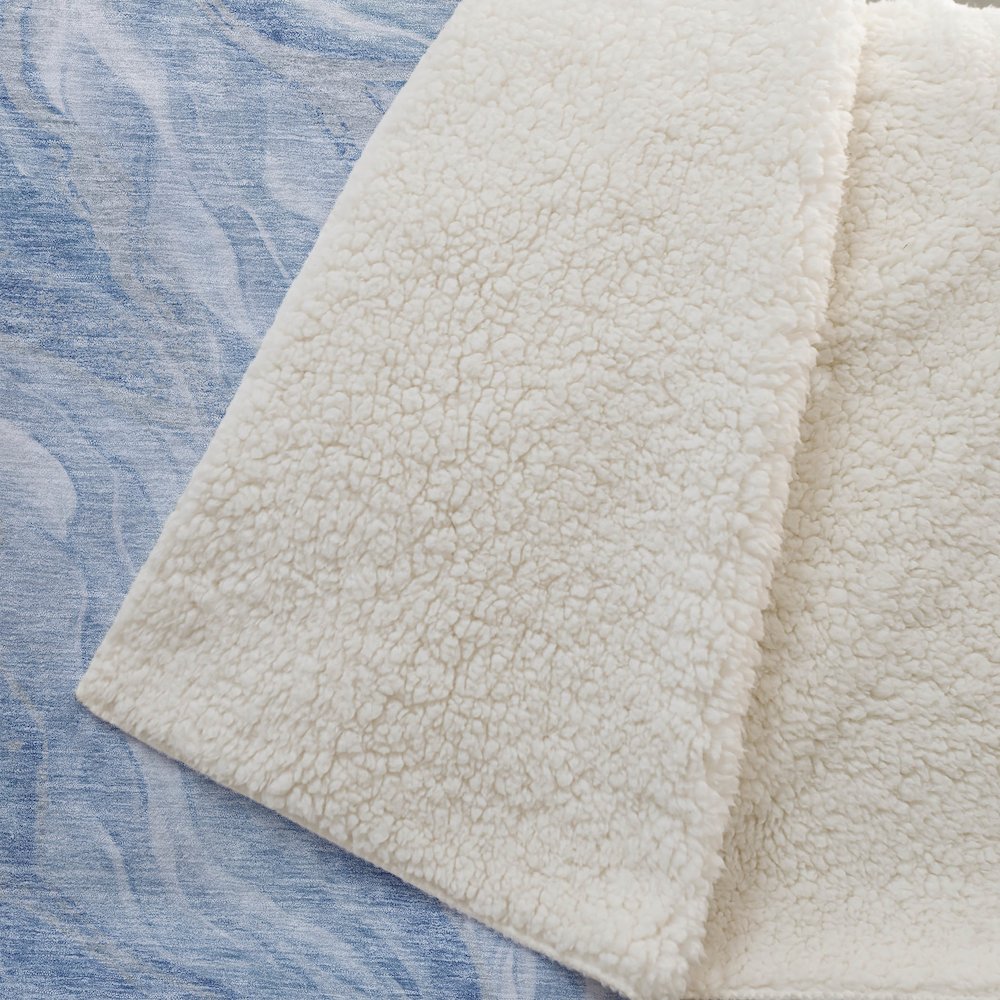 Premium Machine Washable ASB720 Blue 50" x 70" Sherpa Throw Blanket. Picture 2