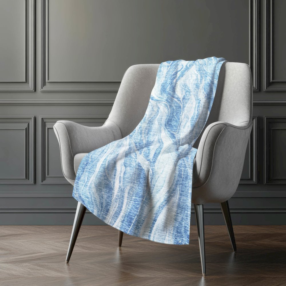 Premium Machine Washable ASB720 Blue 50" x 70" Sherpa Throw Blanket. Picture 5