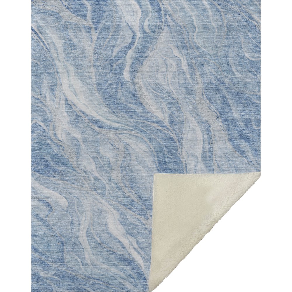 Premium Machine Washable ASB720 Blue 50" x 70" Sherpa Throw Blanket. Picture 1