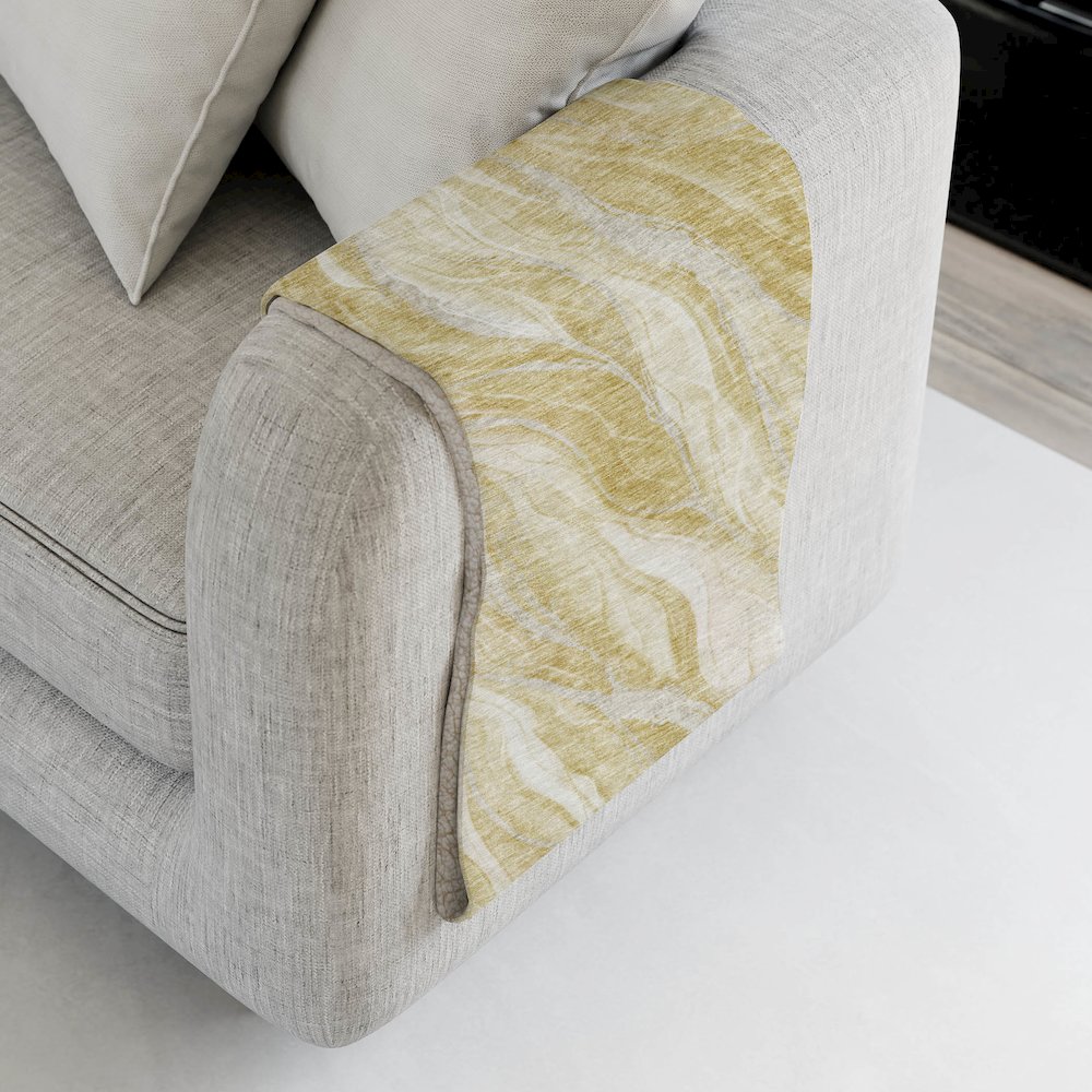 Premium Machine Washable ASB720 Gold 50" x 70" Sherpa Throw Blanket. Picture 4