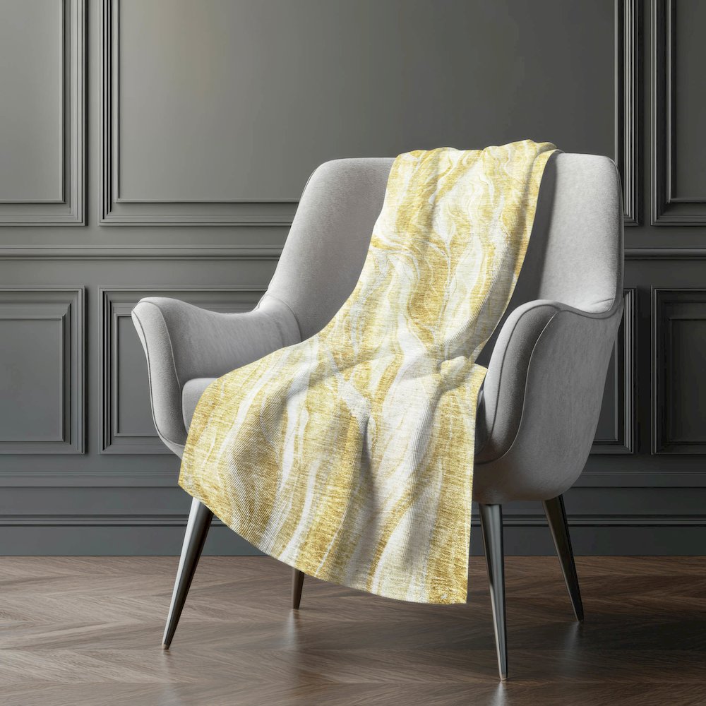 Premium Machine Washable ASB720 Gold 50" x 70" Sherpa Throw Blanket. Picture 5