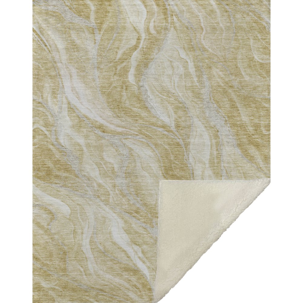 Premium Machine Washable ASB720 Gold 50" x 70" Sherpa Throw Blanket. Picture 1