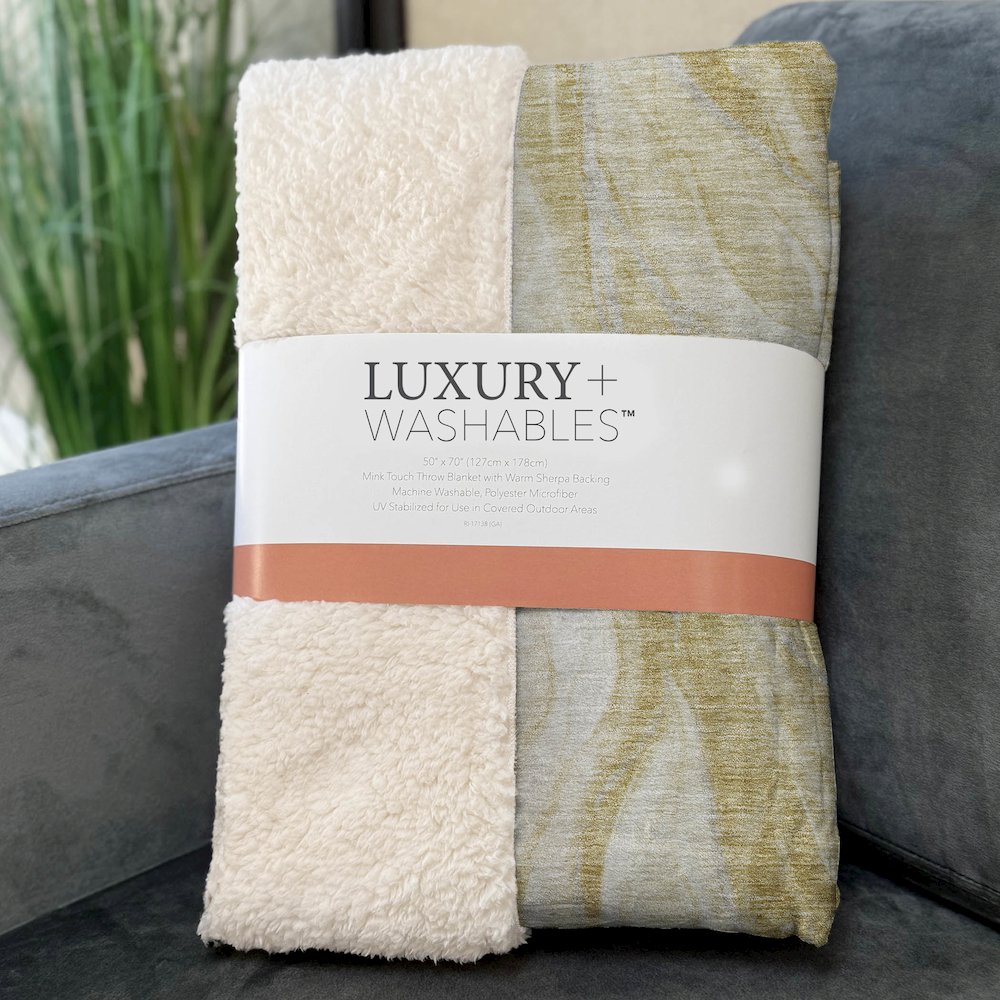 Premium Machine Washable ASB720 Gold 50" x 70" Sherpa Throw Blanket. Picture 3