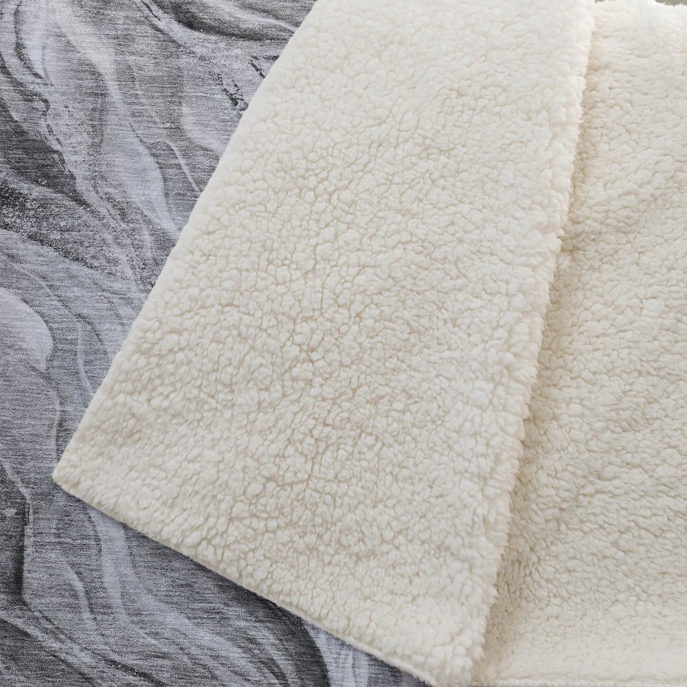 Premium Machine Washable ASB720 Gray 50" x 70" Sherpa Throw Blanket. Picture 2