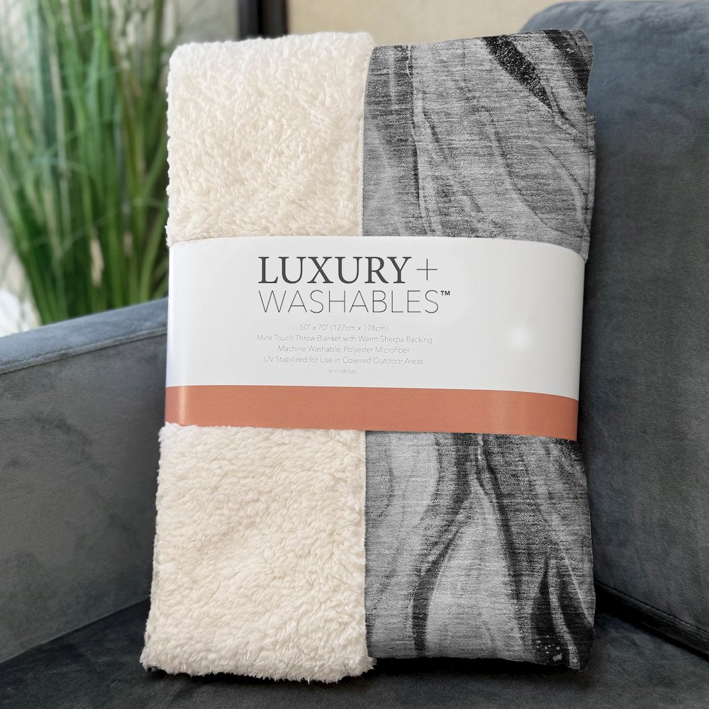Premium Machine Washable ASB720 Gray 50" x 70" Sherpa Throw Blanket. Picture 3