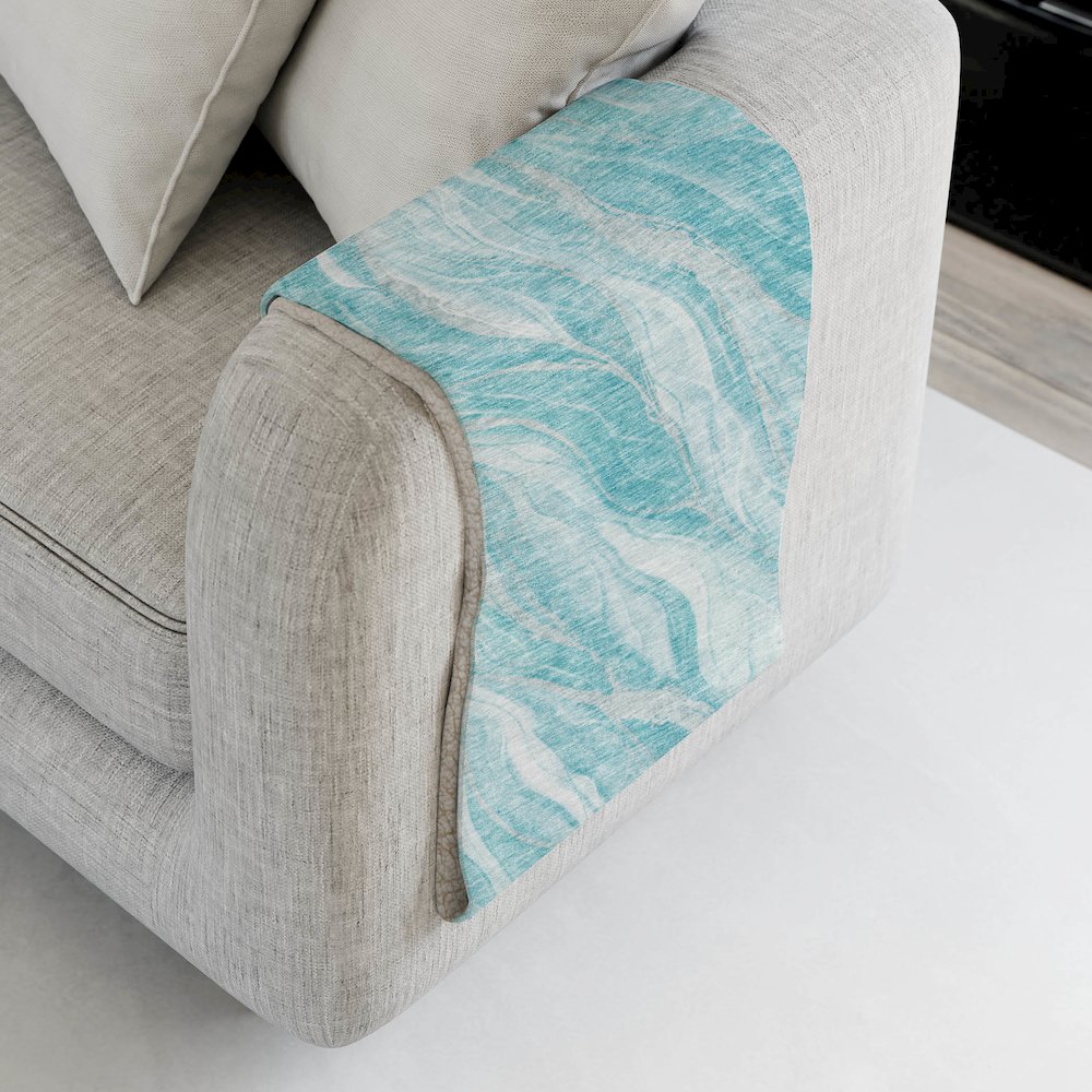 Premium Machine Washable ASB720 Teal 50" x 70" Sherpa Throw Blanket. Picture 4