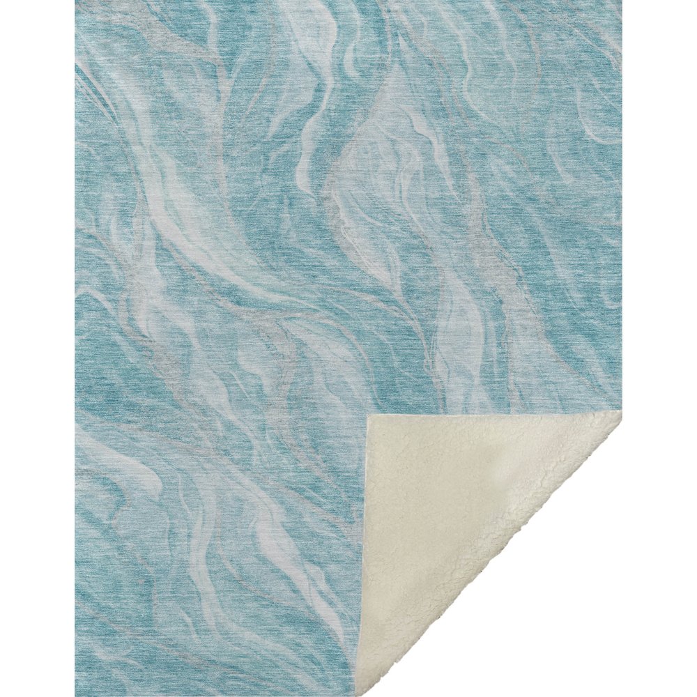 Premium Machine Washable ASB720 Teal 50" x 70" Sherpa Throw Blanket. Picture 1