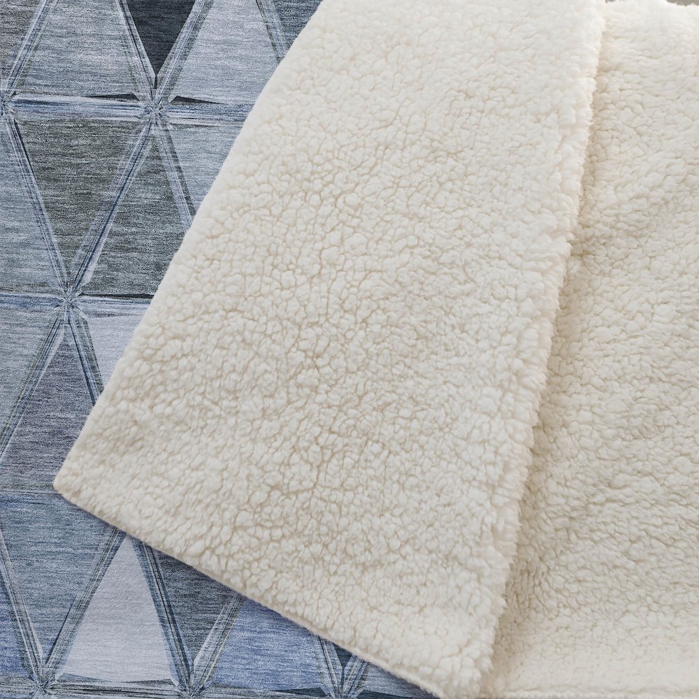 Premium Machine Washable ASB722 Blue 50" x 70" Sherpa Throw Blanket. Picture 2