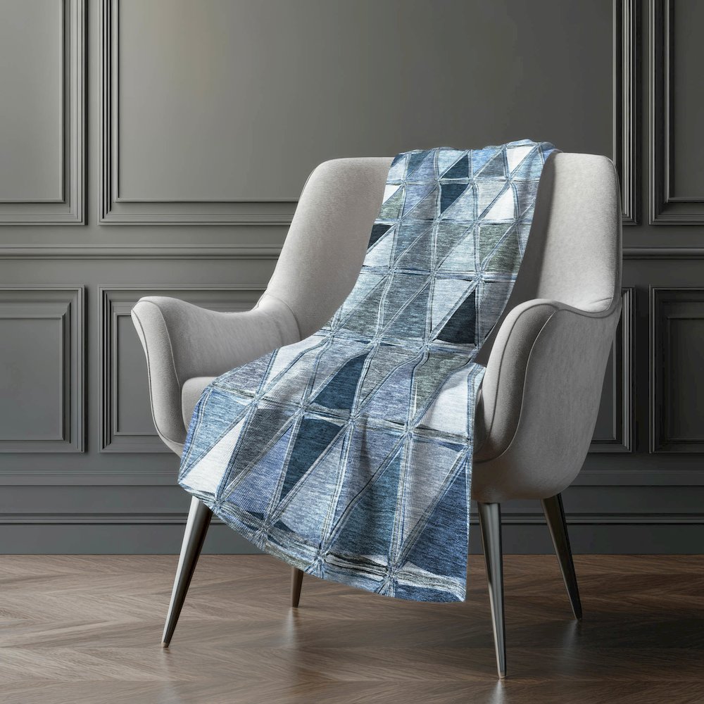 Premium Machine Washable ASB722 Blue 50" x 70" Sherpa Throw Blanket. Picture 5