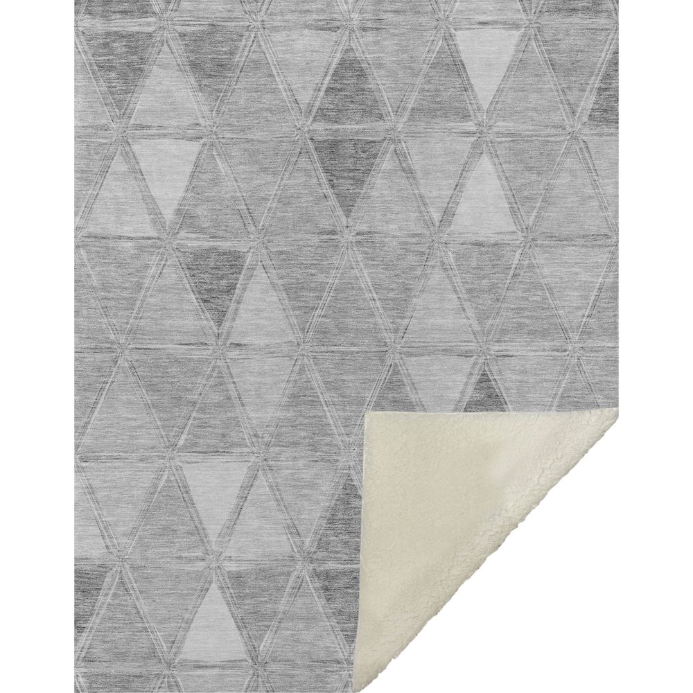 Premium Machine Washable ASB722 Gray 50" x 70" Sherpa Throw Blanket. Picture 1