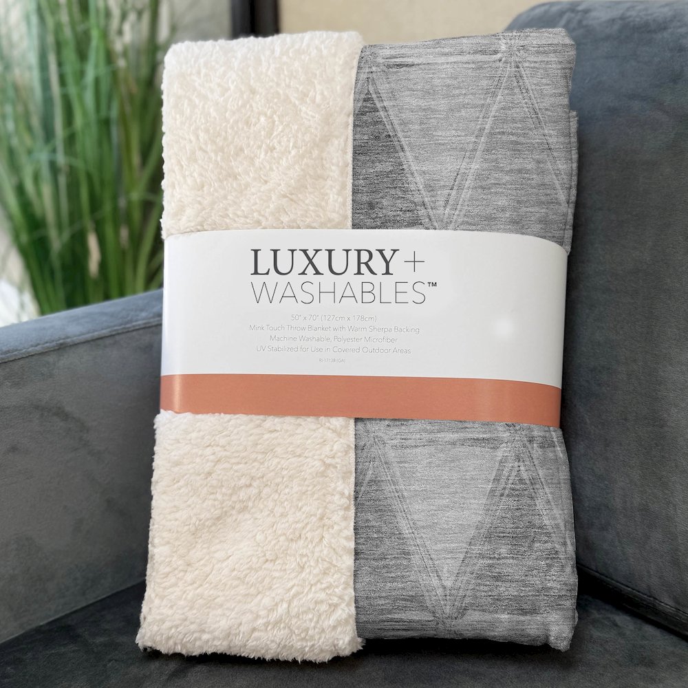 Premium Machine Washable ASB722 Gray 50" x 70" Sherpa Throw Blanket. Picture 3