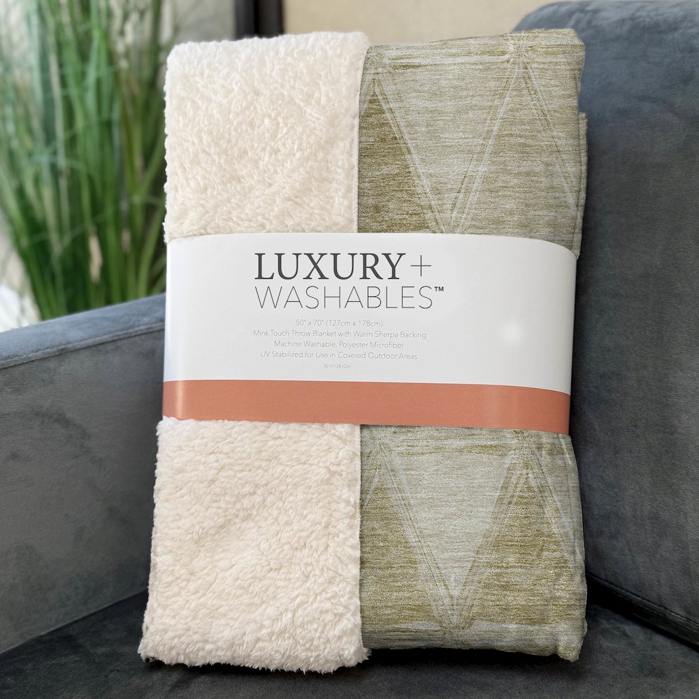 Premium Machine Washable ASB722 Khaki 50" x 70" Sherpa Throw Blanket. Picture 3