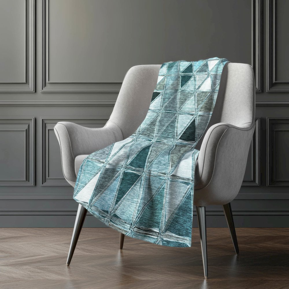 Premium Machine Washable ASB722 Teal 50" x 70" Sherpa Throw Blanket. Picture 5