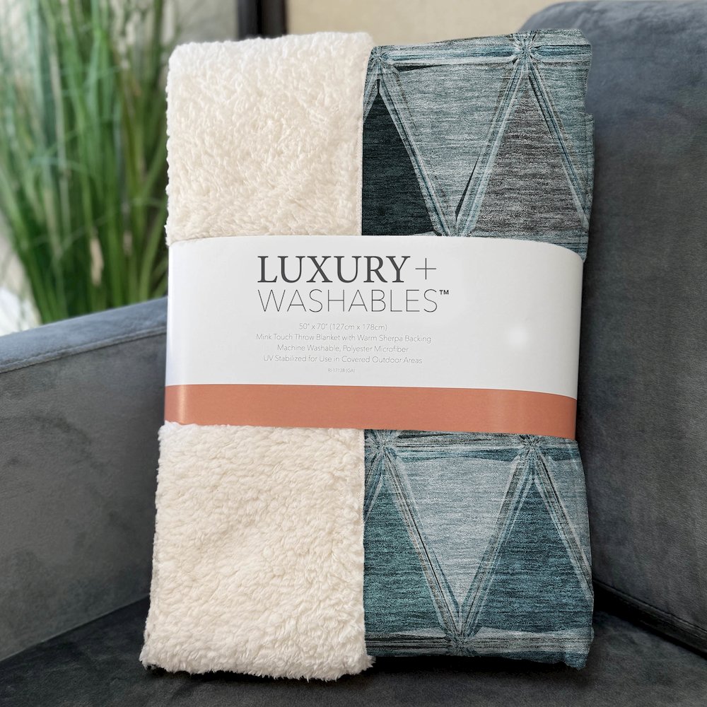 Premium Machine Washable ASB722 Teal 50" x 70" Sherpa Throw Blanket. Picture 3
