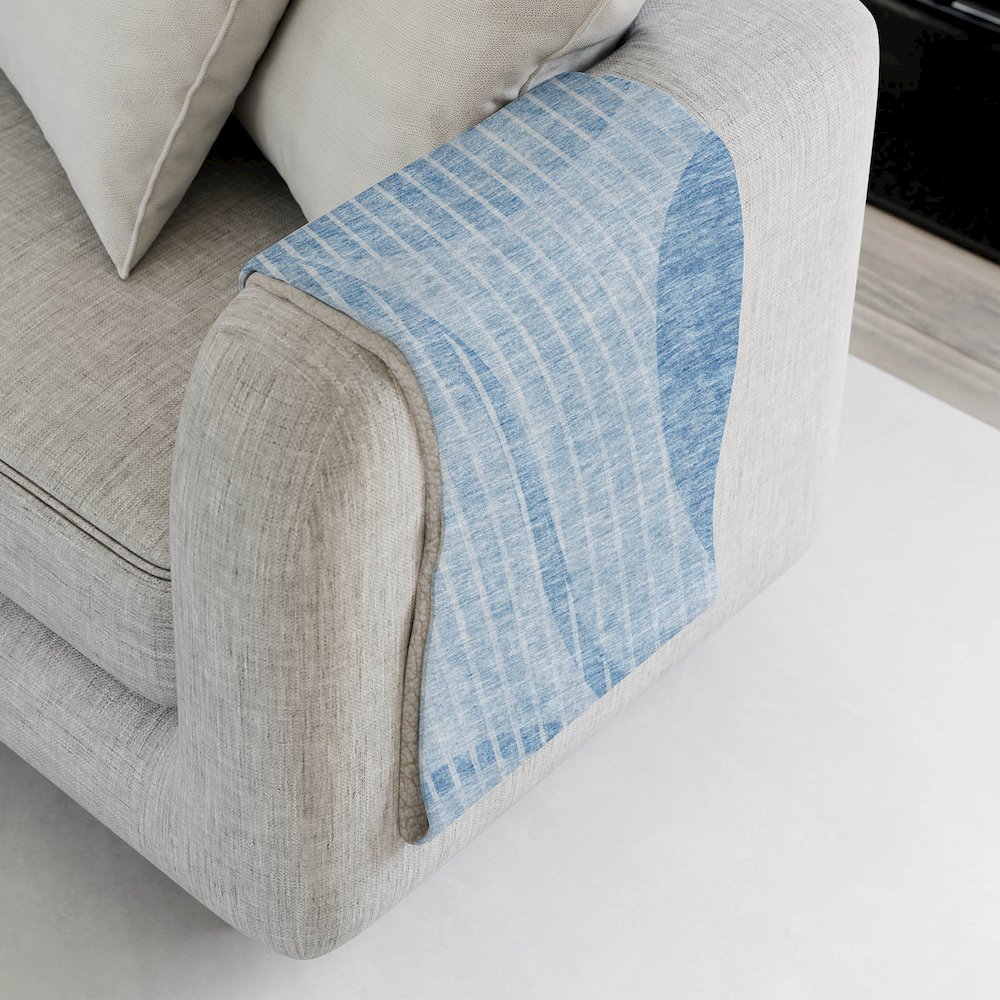 Premium Machine Washable ASB723 Blue 50" x 70" Sherpa Throw Blanket. Picture 4