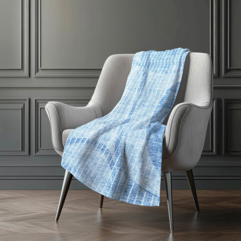 Premium Machine Washable ASB723 Blue 50" x 70" Sherpa Throw Blanket. Picture 5