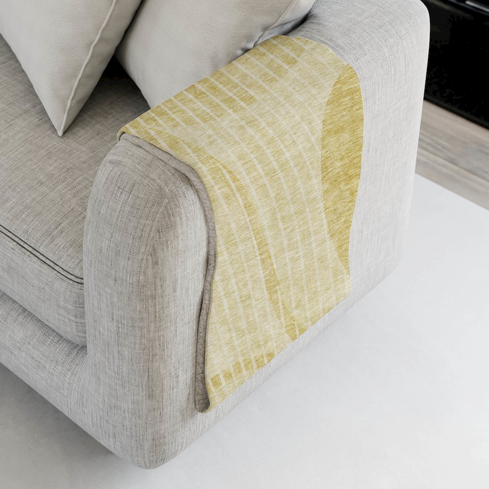 Premium Machine Washable ASB723 Gold 50" x 70" Sherpa Throw Blanket. Picture 4