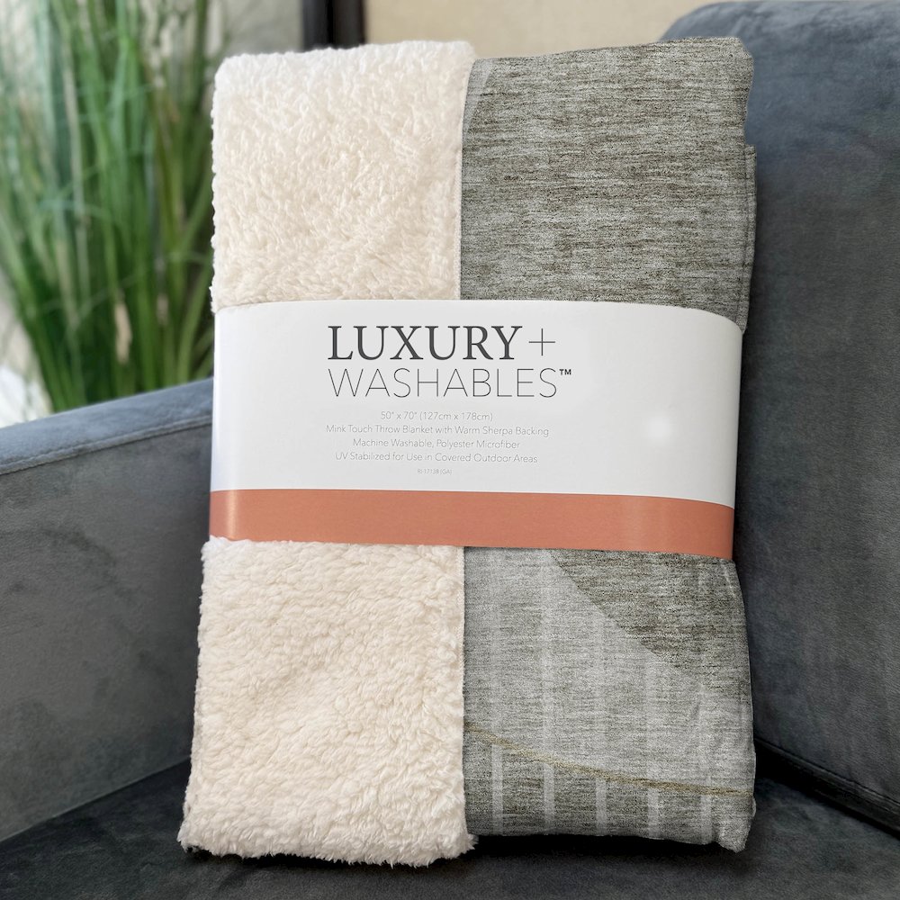 Premium Machine Washable ASB723 Taupe 50" x 70" Sherpa Throw Blanket. Picture 3