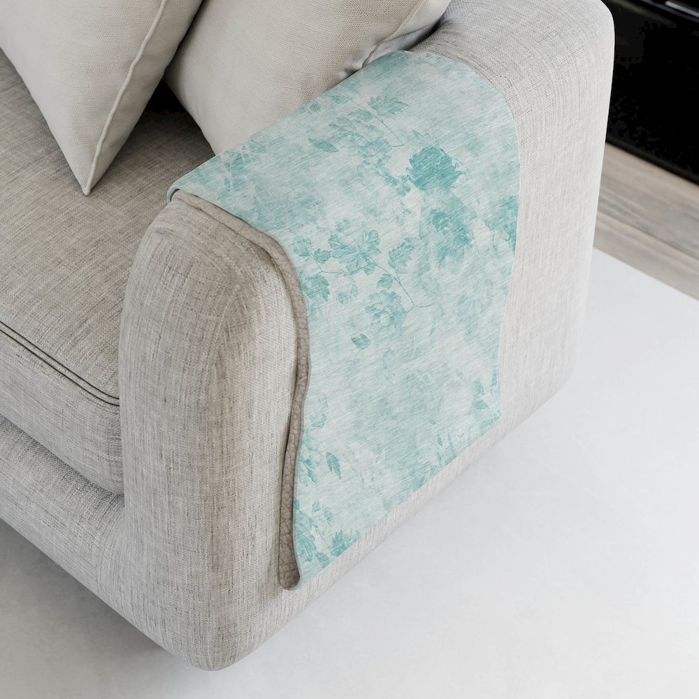 Premium Machine Washable ASB724 Aqua 50" x 70" Sherpa Throw Blanket. Picture 4
