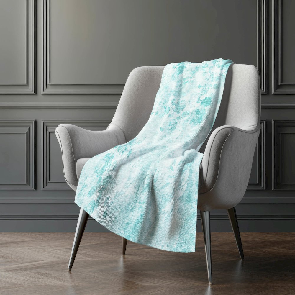 Premium Machine Washable ASB724 Aqua 50" x 70" Sherpa Throw Blanket. Picture 5