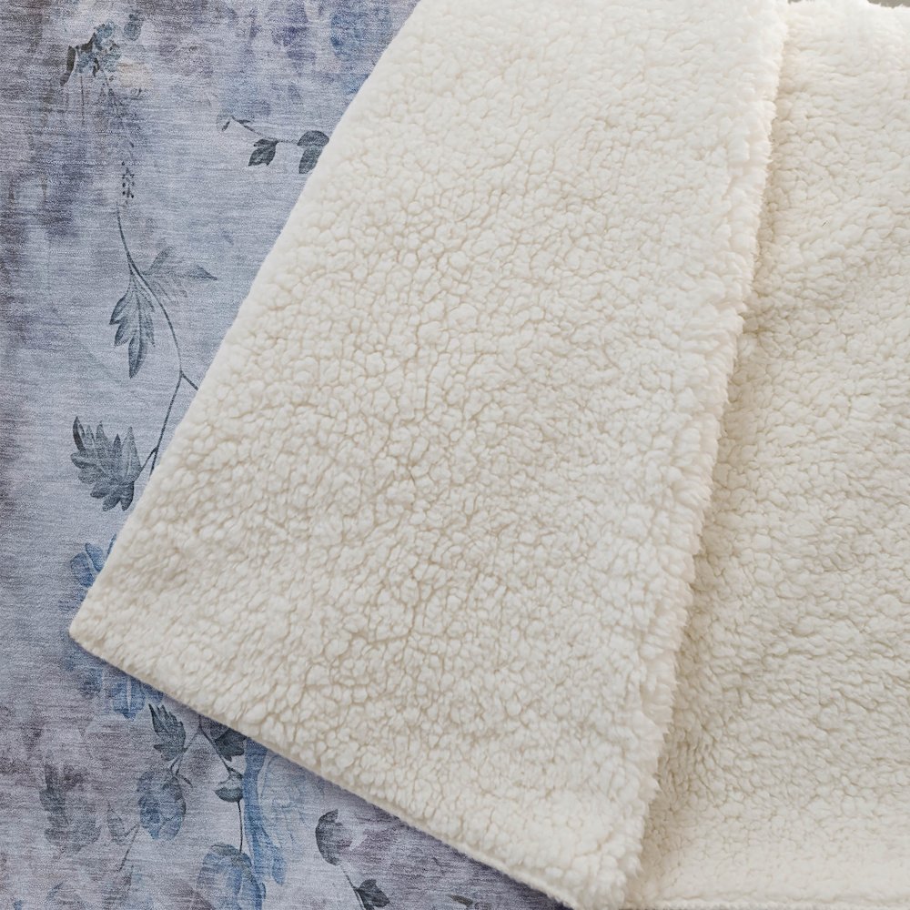 Premium Machine Washable ASB724 Blue 50" x 70" Sherpa Throw Blanket. Picture 2
