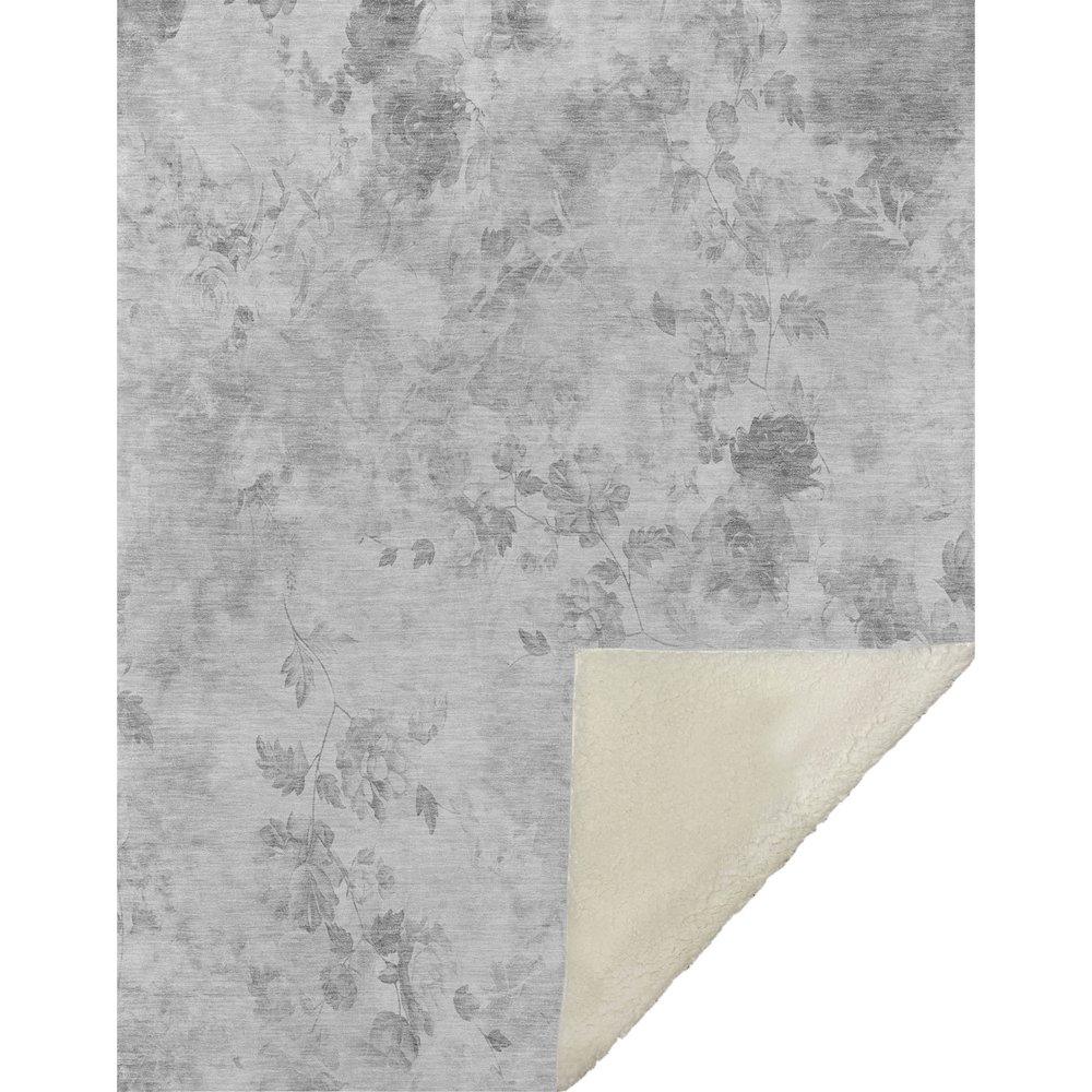 Premium Machine Washable ASB724 Gray 50" x 70" Sherpa Throw Blanket. Picture 1