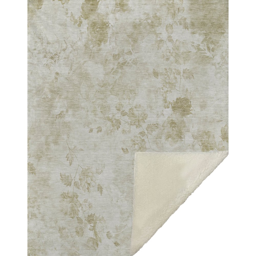Premium Machine Washable ASB724 Khaki 50" x 70" Sherpa Throw Blanket. Picture 1