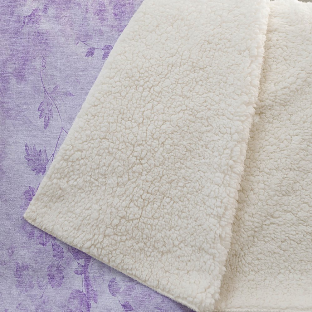 Premium Machine Washable ASB724 Lavender 50" x 70" Sherpa Throw Blanket. Picture 2