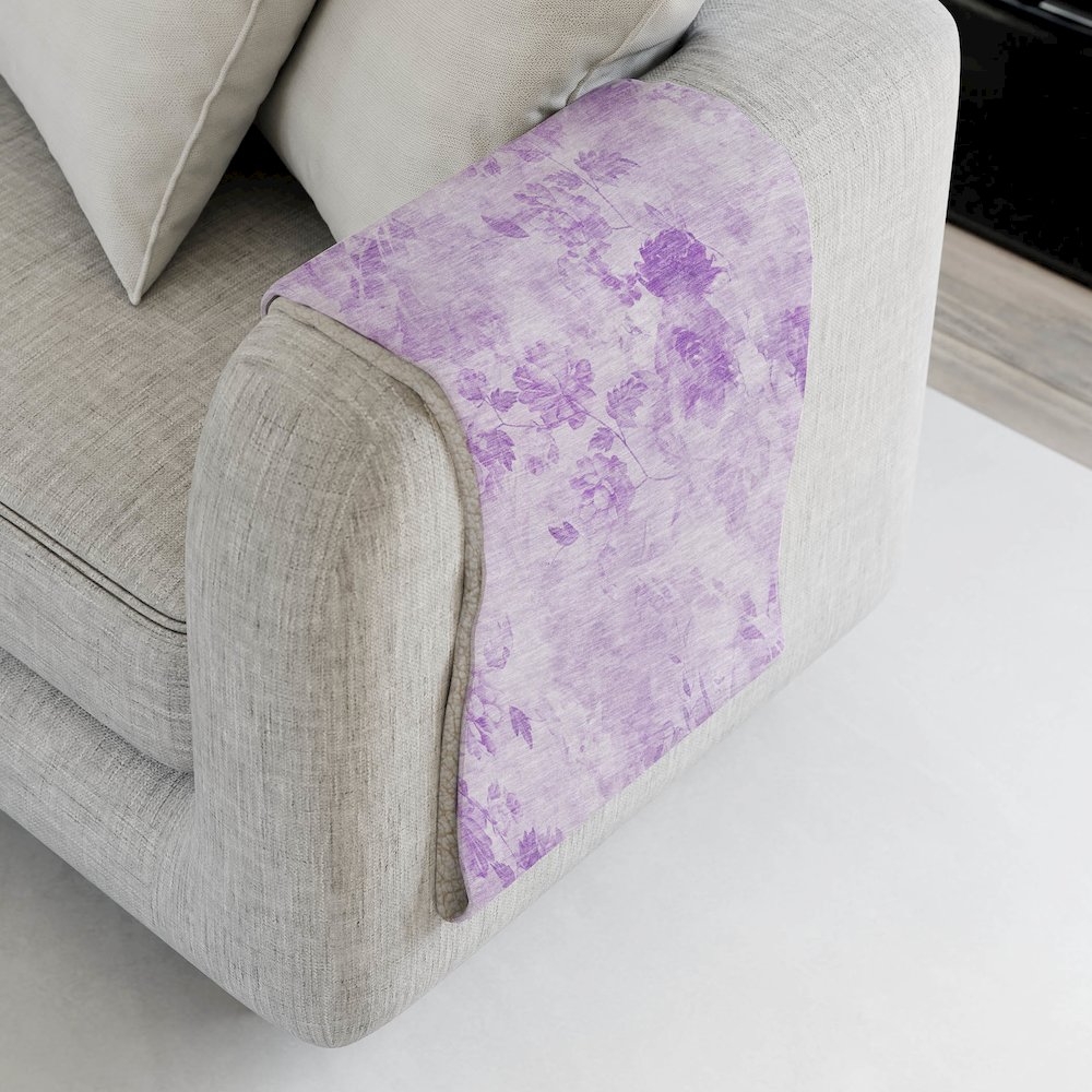 Premium Machine Washable ASB724 Lavender 50" x 70" Sherpa Throw Blanket. Picture 4